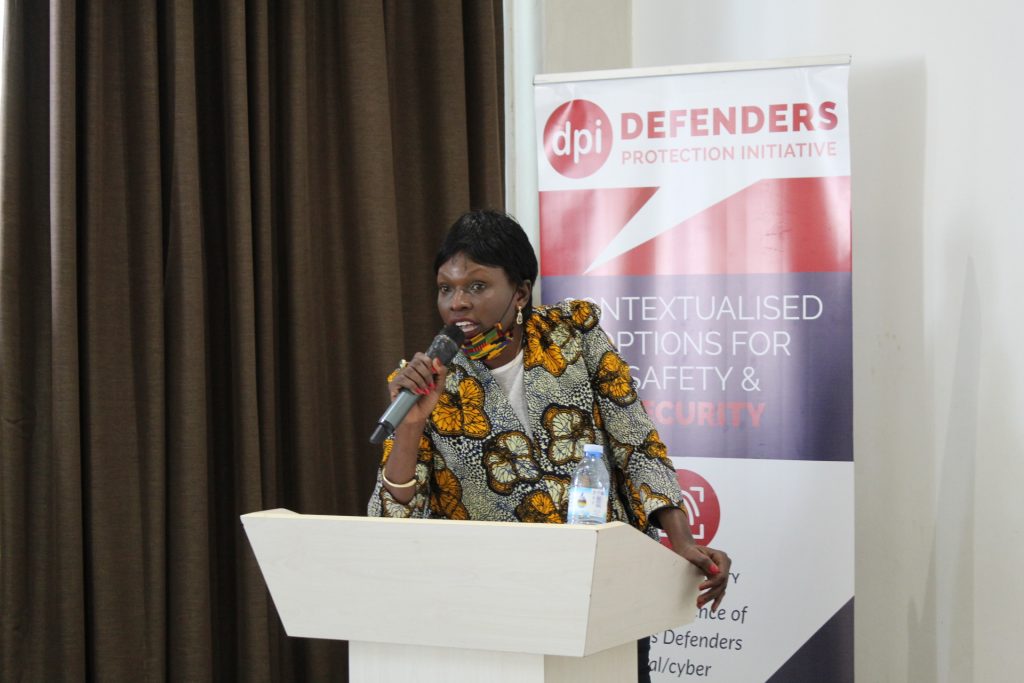 Brenda Kugonza delivers a position paper on the Human Rights Defenders protection Bill 2020