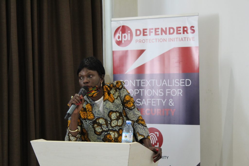 Brenda Kugonza, Executive Director, Women Human Rights Defenders Network Uganda, delivers a position paper advocating for a gender based Human Rights Protection Bill