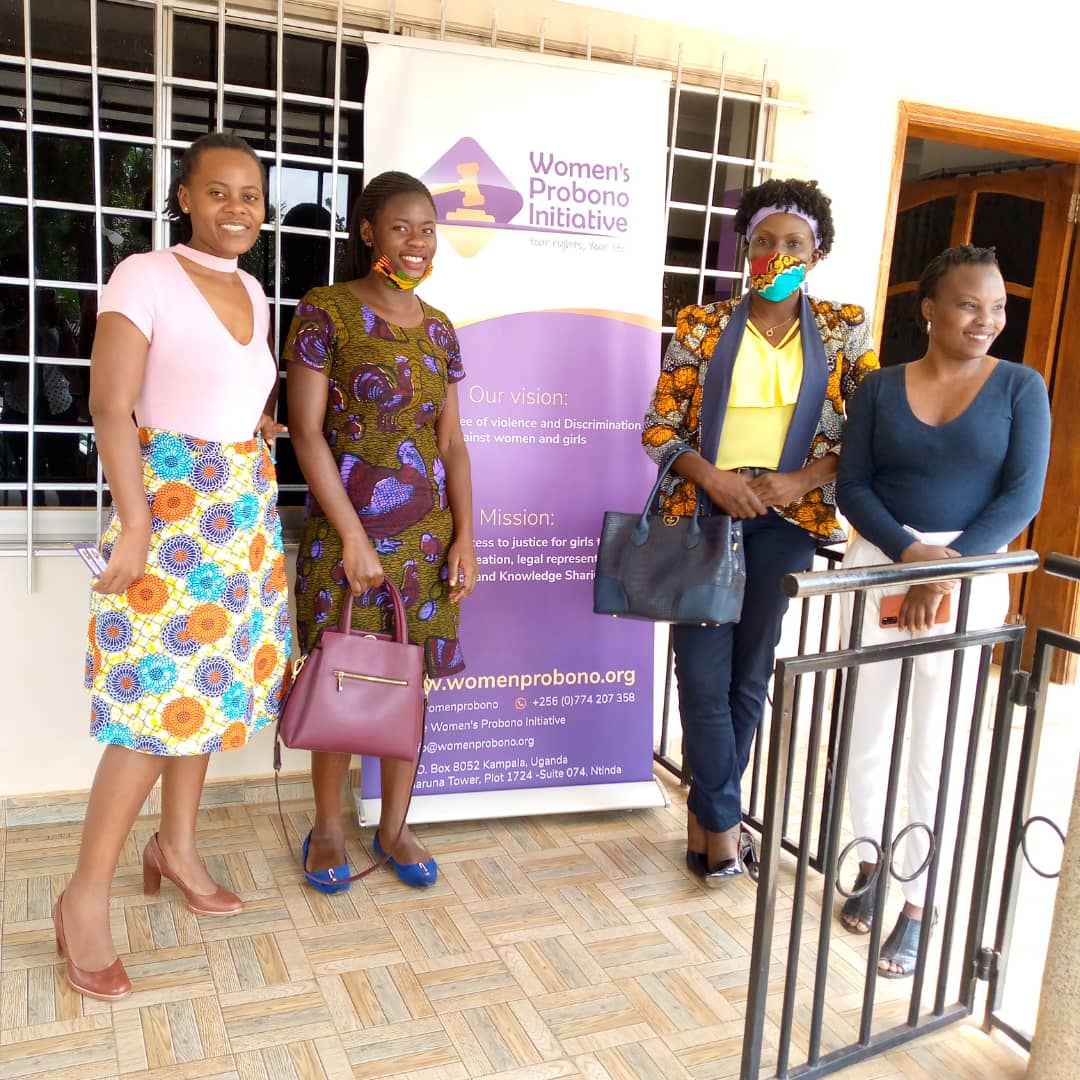 WHRDN-U members meet with Women Probono Initiative Executive Director, Prima Kwagala and Programs officer, Achola Elizabeth ith