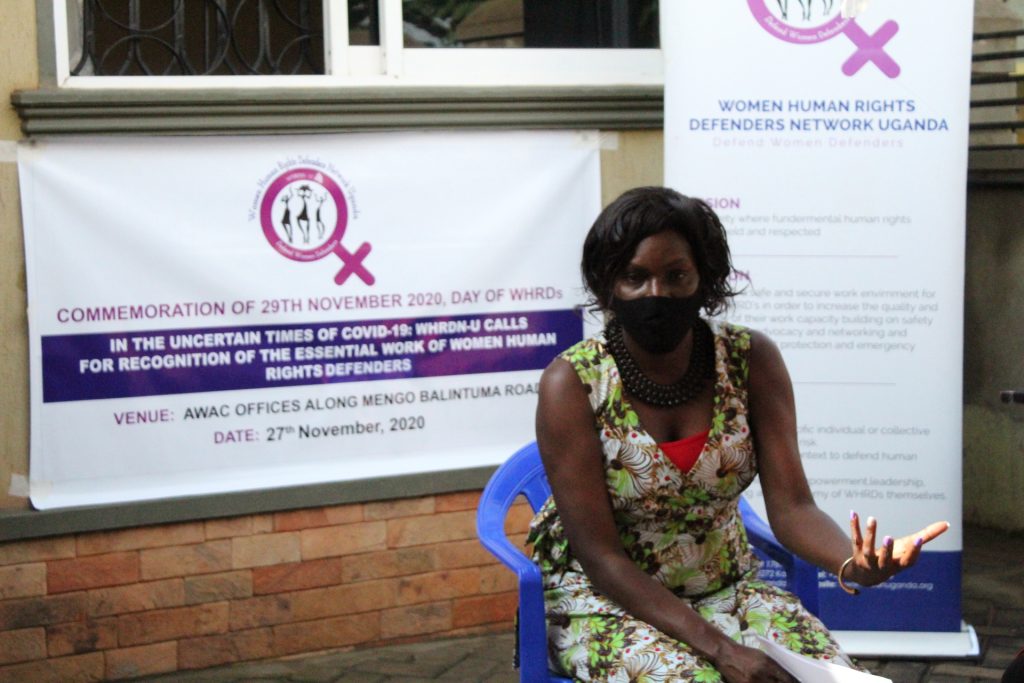 Brenda Kugonza speaks at the International Women Human Rights Defenders Day 2020
