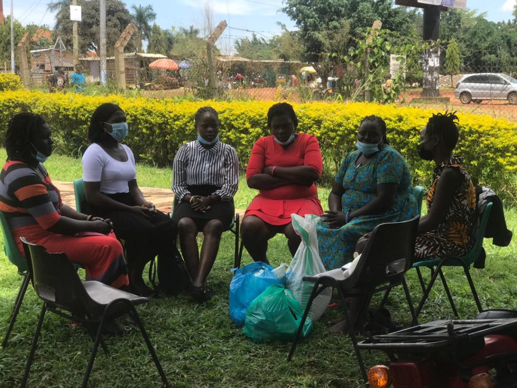  Christine P’ochan a WHRD from Acholi used the covid relief support to pay a solidarity visit to Akol Winifred one of the WHRDS who had been attacked ,They too bought food for her.