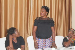 Women Human Rights Defenders introduce themselves during the validation and launch meeting of the online GBV handbook for WHRDS