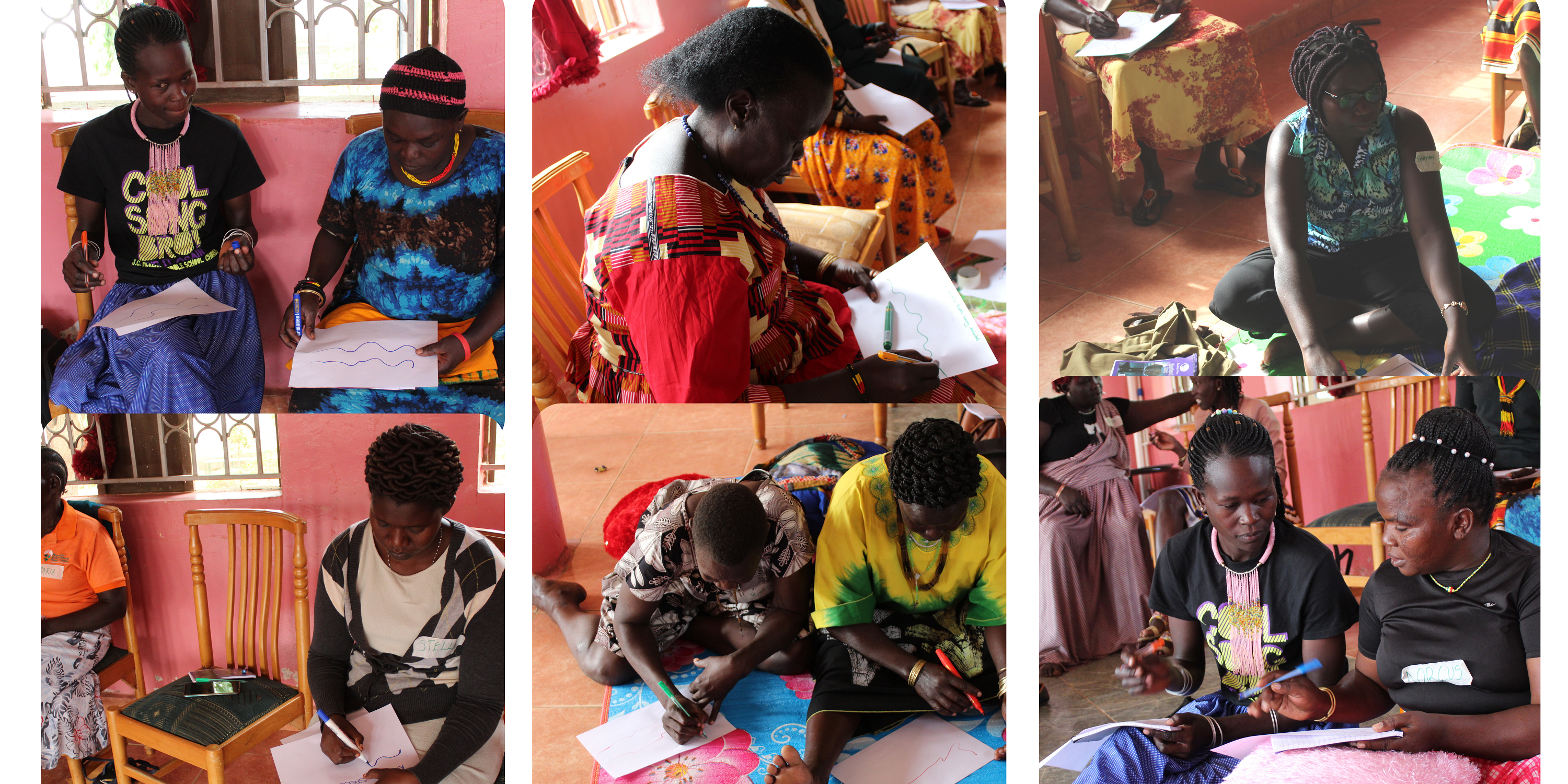 Participants draw their rivers of life