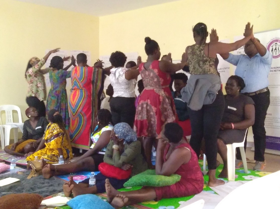 Participants illustrating on how the WHRDN-U works to protect WHRDs Lango